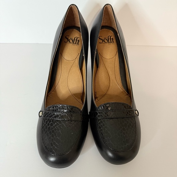 Sofft Ronna Pump Heel Shoe Women’s 10 Black Snakeskin Business Office EUC - Picture 2 of 9